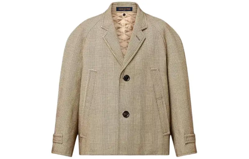 LOUIS VUITTON Prince Of Wales Cropped Coat Jackets & Coats Women's Spring Outfit Camel