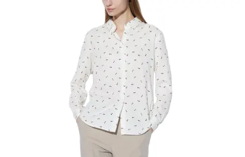UNIQLO Shirts Women's Ivory Pointed Collar Moderate Other