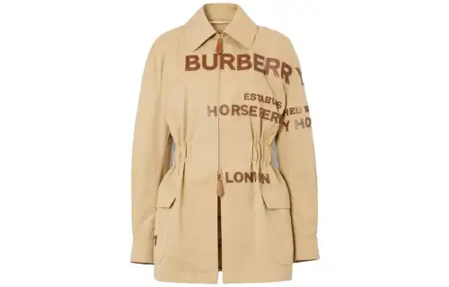 Burberry Jackets Women's Khaki Crew Neck Moderate Other