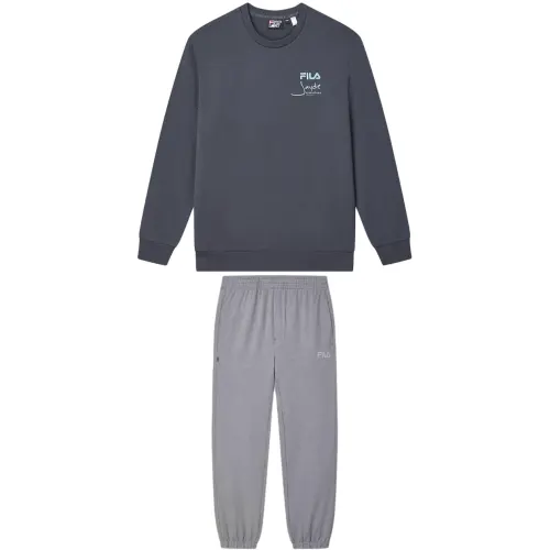 FILA Casual Sportswear Men's Wall Mud Gray+Cloudy Gray Crew Neck Moderate
