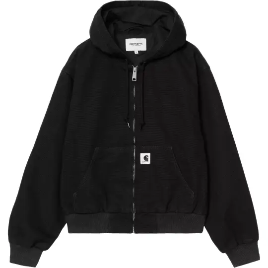 Carhartt WIP W' OG Active Jacket Классическая свободная женская куртка на молнии с квадратной этикеткой и длинными рукавами, черная