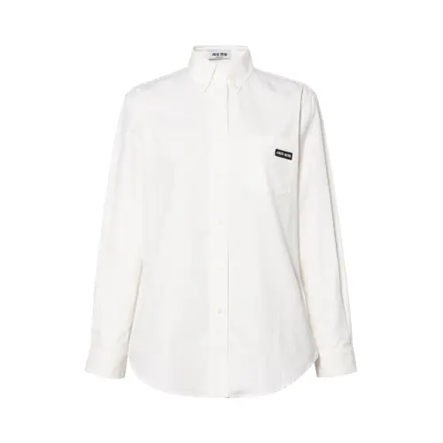 MIU MIU Shirts Women's White Pointed Collar Moderate Other