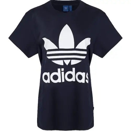 Adidas Originals DIRECTIONALBIG TREFOIL Drop Shoulder Sleeve T Shirt Women's Marine Blue
