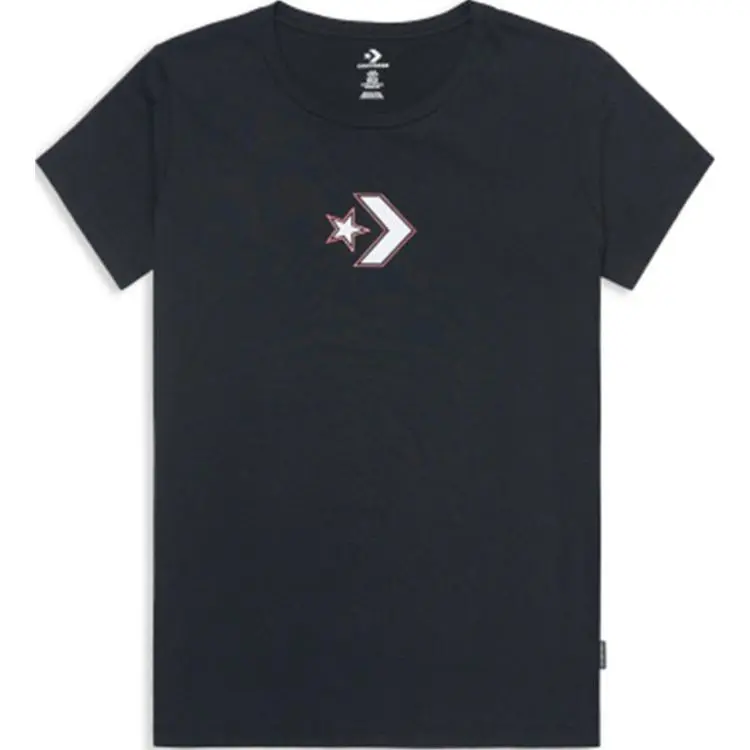Converse T-Shirts Women's Black Crew Neck Moderate Straight Fit