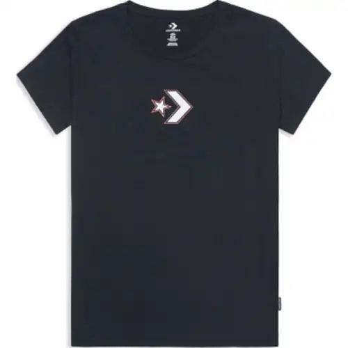 Converse T Shirts Women's Black Crew Neck Moderate Straight Fit