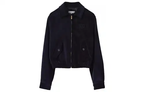 MIU MIU Logo Patch Corduroy Bomber Jacket
