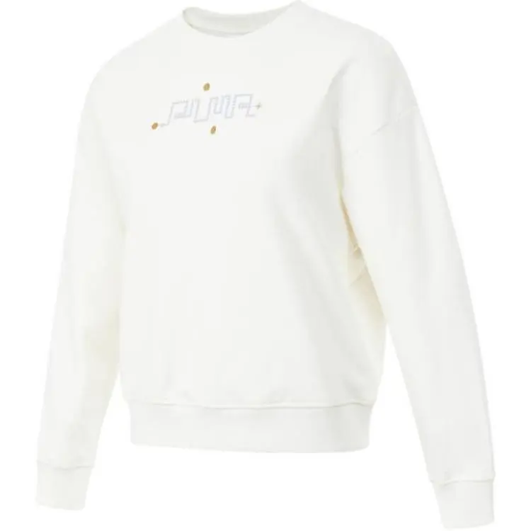 PUMA Sweatshirts Women's White Crew Neck Moderate Regular