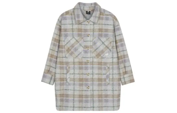 New Balance Jackets Women's Multicolor Plaid Lapel Moderate Straight Fit