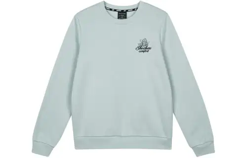 Skechers Colorful Letter Crew Neck Pullover Fleece Lined Sweatshirt Women's Pearl Blue