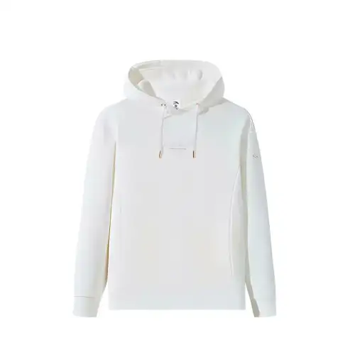 Anta Variety Training Collection Fleece Lined Crew Neck Pullover Hooded Long Sleeved Sweatshirt Women's Papyrus White