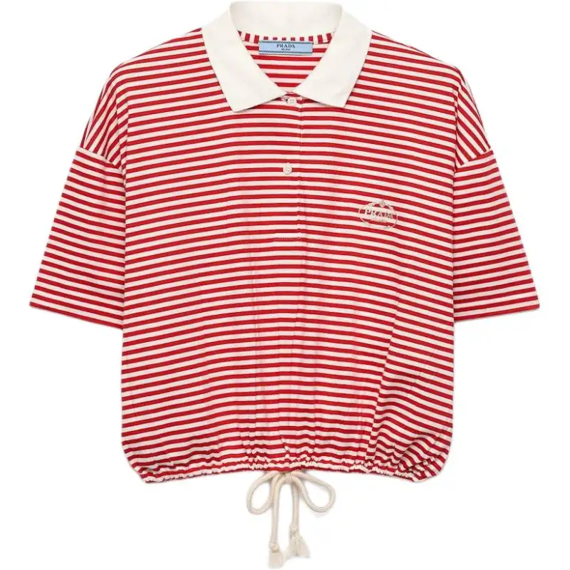 PRADA Polo Shirts Women's Red Polo Collar Moderate Other