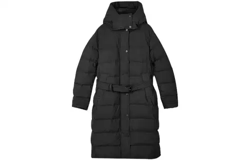 Skechers Down Jackets Women's Carbon Black/0018 Hooded Moderate Down Coat