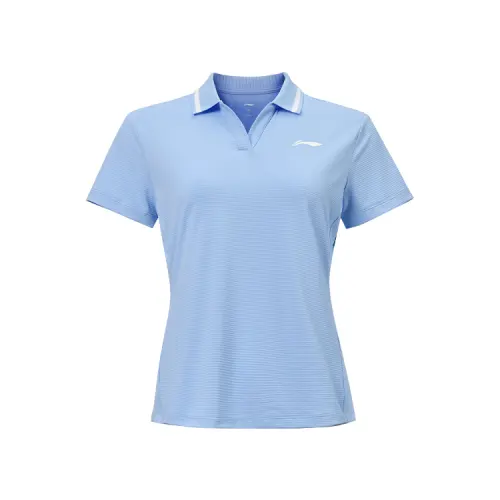 Li Ning Tennis Collection Polo Shirt Women's Snow Blue