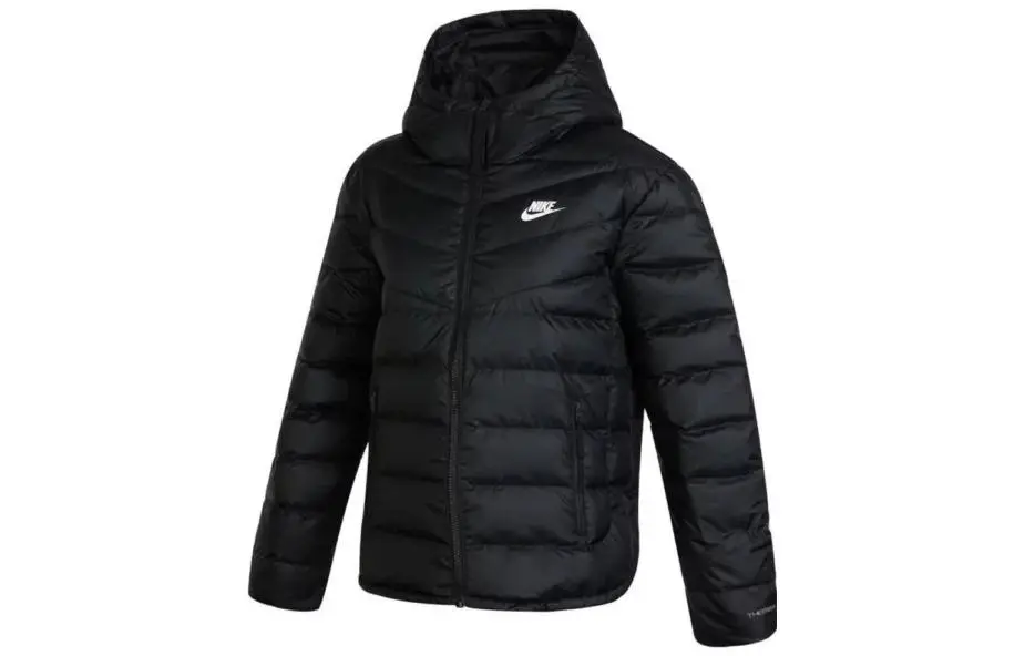 Nike Down Jackets Women's Black Hooded Moderate Down Jacket