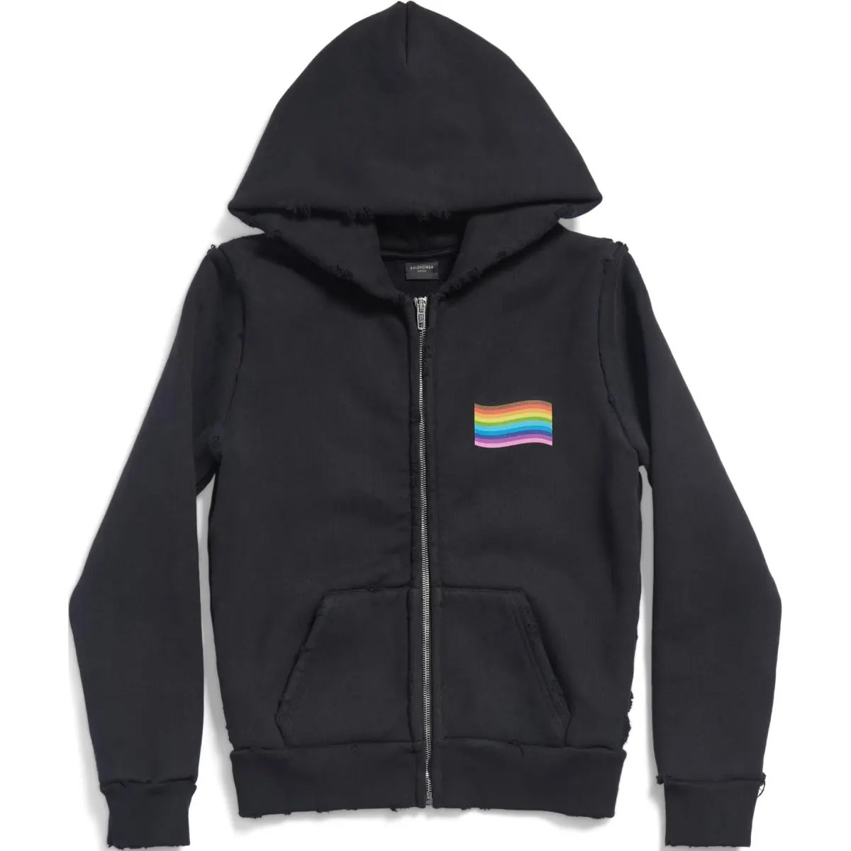 Balenciaga Rainbow Printed Zip-Up Hoodie
