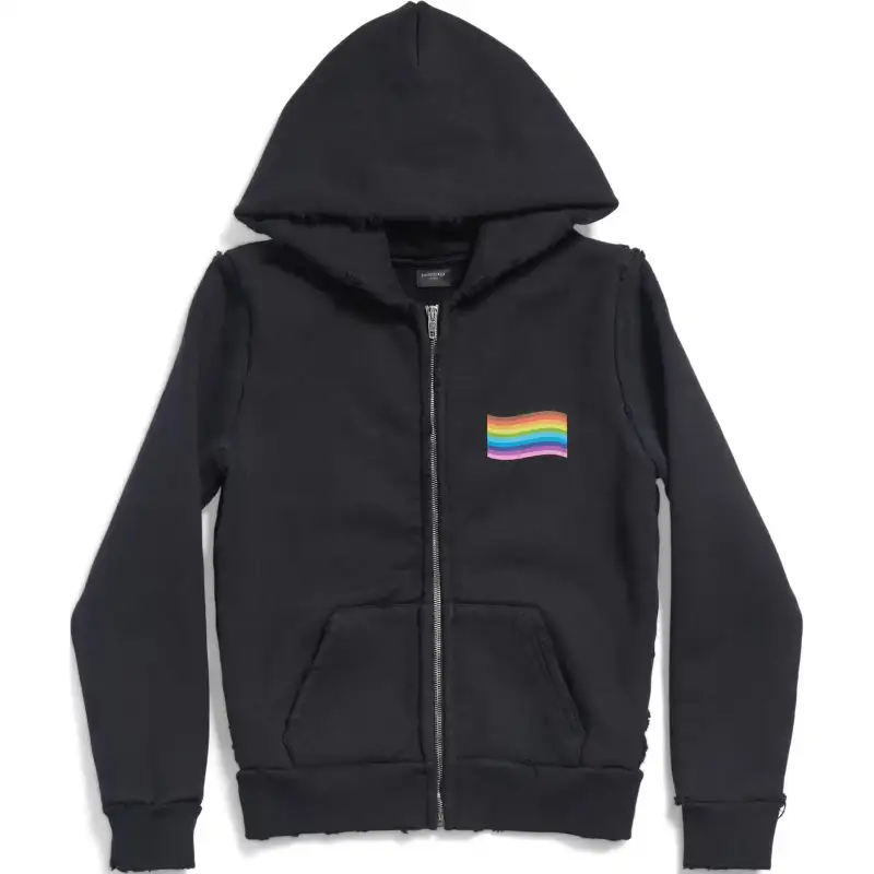 Balenciaga Rainbow Printed Zip-Up Hoodie