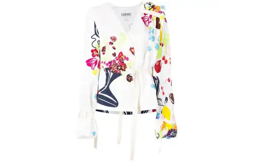 LOEWE Jackets Women's White V Neck Moderate Other