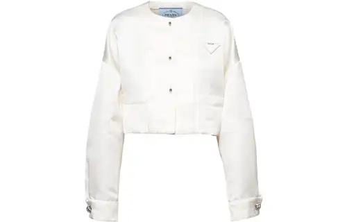 PRADA Jackets Women's Ecru Crew Neck Moderate Other
