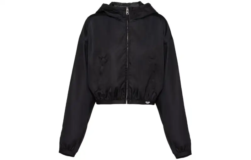 PRADA Jackets Women's Black Hooded Moderate Other