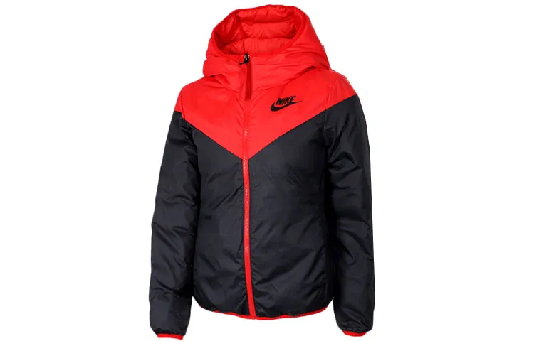 Nike Down Jackets Women's Red Hooded Moderate Reversible