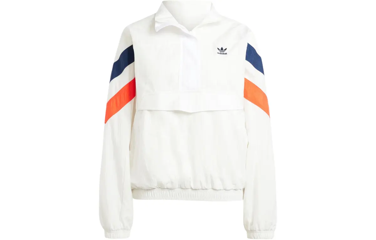 Adidas Originals 1/2 Zip Windbreaker Jackets & Coats Women's White