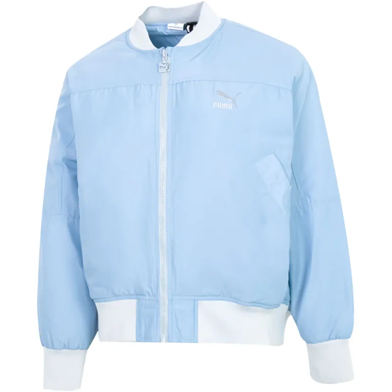 PUMA Down Jackets Women's Blue Baseball Collar Moderate