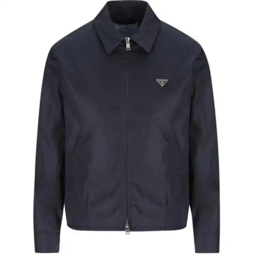PRADA Logo Plaque Zip Up Jacket