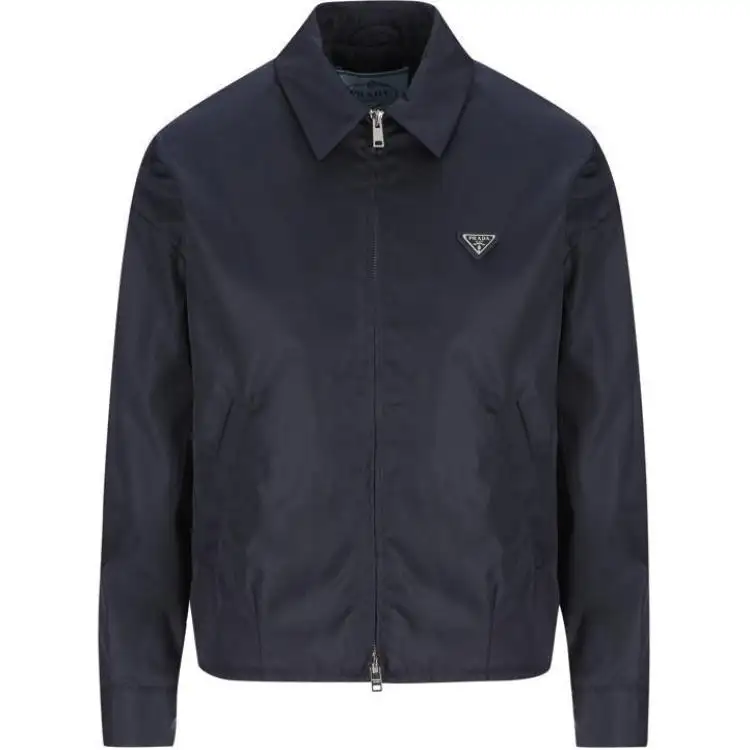 PRADA Logo Plaque Zip Up Jacket