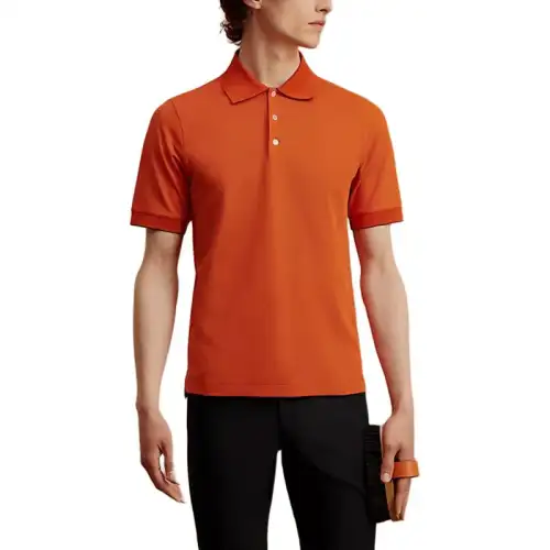HERMES Double Jeu Polo Shirt Men's Flame Color