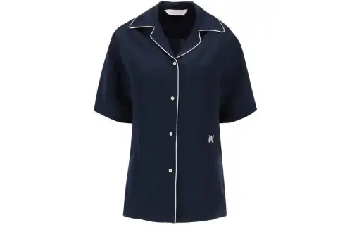 Palm Angels piped-trim satin shirt