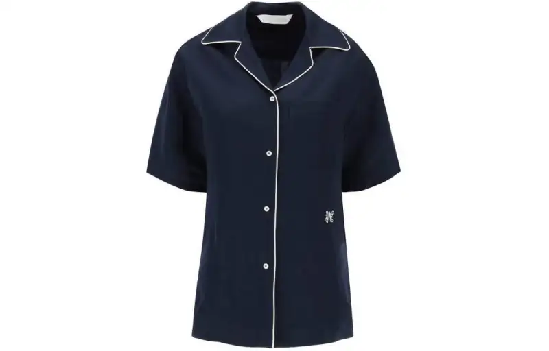 Palm Angels piped-trim satin shirt