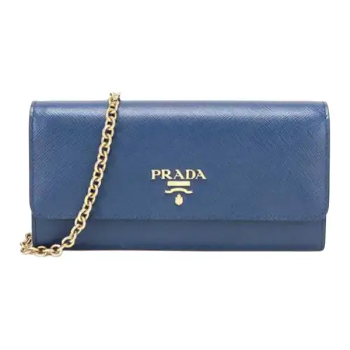 PRADA Cow Leather Crossbody Bag, Shoulder Bag Women's Blue