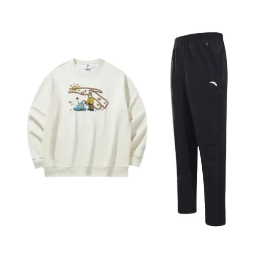 ANTA Casual Sportswear Men's Crew Neck Thickened And Fleece Lined