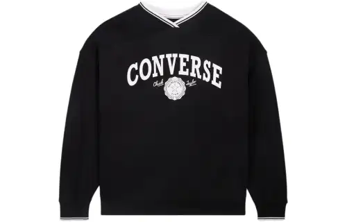 Converse Retro Oversized V Neck Sweatshirt Women's Black
