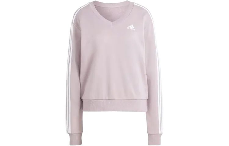 adidas Essentials Women's 3-Stripes V-Neck Sweatshirt Purple