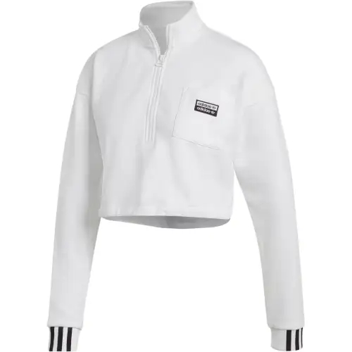 Adidas Originals Half Zip Cropped Sweatshirt Women's Ecru