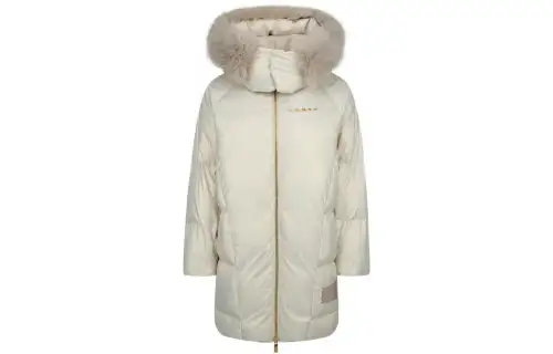 EVISU Down Jackets Women's Ecru Hooded Thickened Other