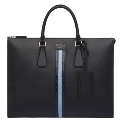 PRADA Saffiano Leather Briefcase, Tote, Handbag Men's Black
