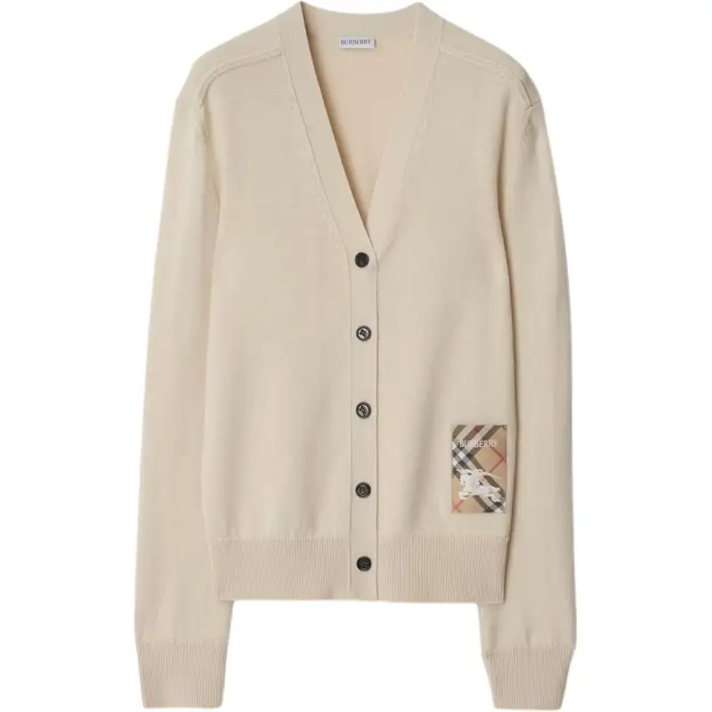 Burberry logo-patch wool cardigan