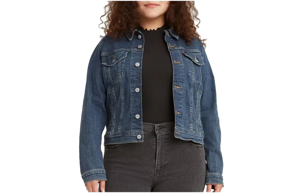 Levi's Jackets Women's Gray Black Lapel Moderate Straight Fit