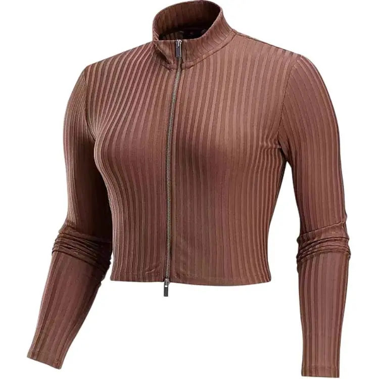 Nike Knitwear Women's Brown Stand Collar Moderate Nipped-in Waist