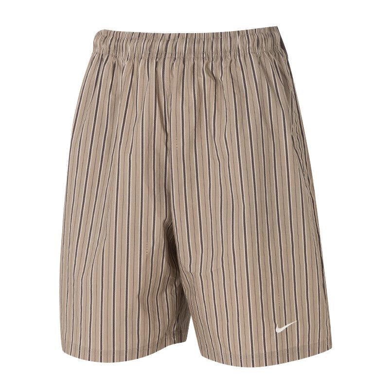 Nike Sportswear SS25 brand logo striped quick-drying breathable woven lace-up sports shorts men's brown