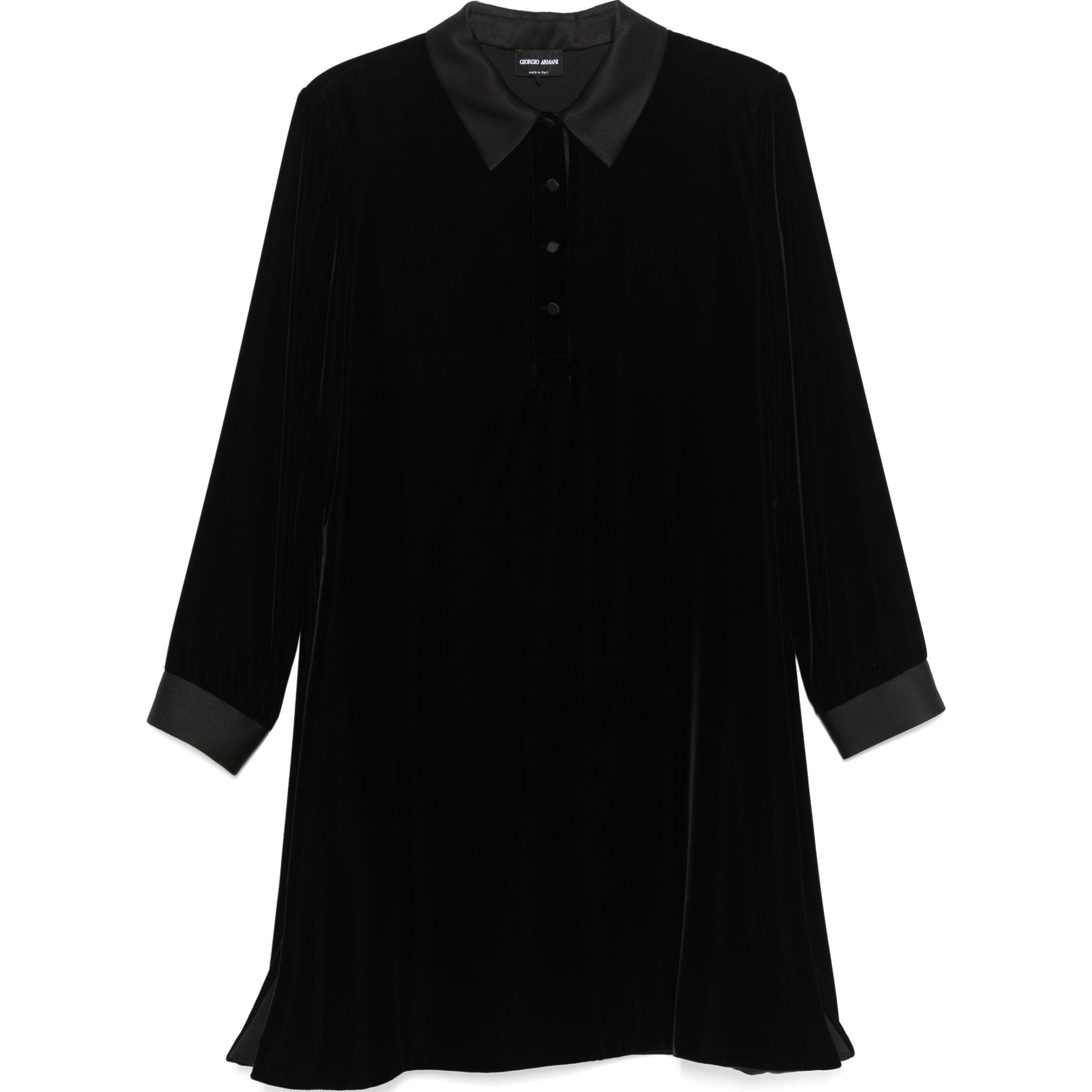 GIORGIO ARMANI Giorgio Armani FW24 solid color long-sleeved lapel short-breasted chiffon shirt women's black