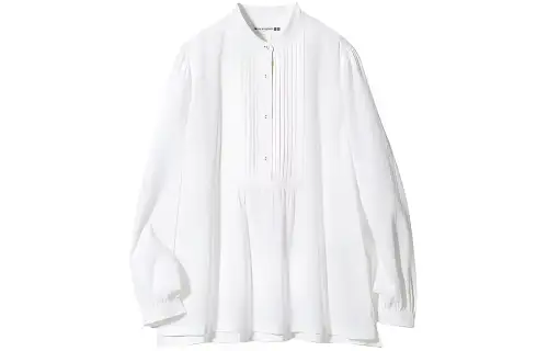 UNIQLO X INES DE LA FRESSANGE UNIQLO X Ines De La Fressange Shirts Women's White Stand Collar Moderate Shirt