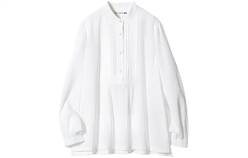 UNIQLO X INES DE LA FRESSANGE UNIQLO X Ines De La Fressange Shirts Women's White Stand Collar Moderate Shirt