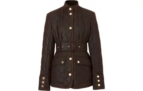 Burberry Quilted Waxed Jacket 'Dark Brown'