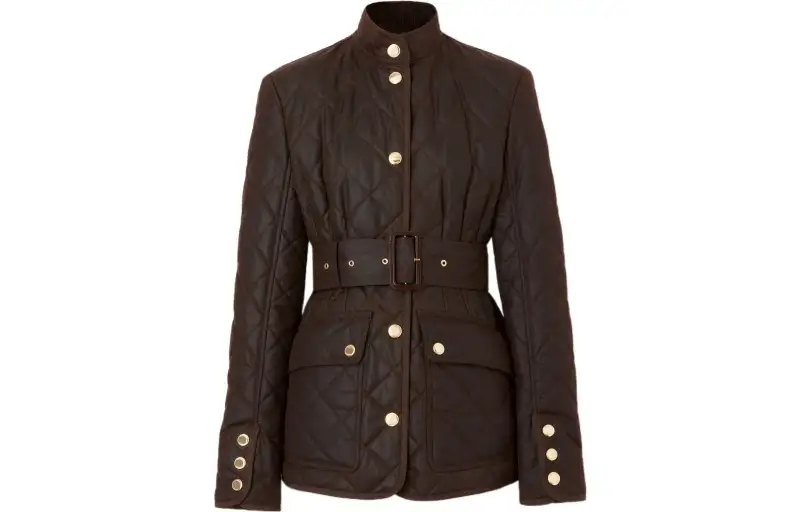 Burberry Quilted Waxed Jacket 'Dark Brown'