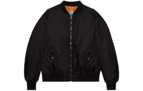 GUCCI Jackets Women's Black Baseball Collar Moderate Other