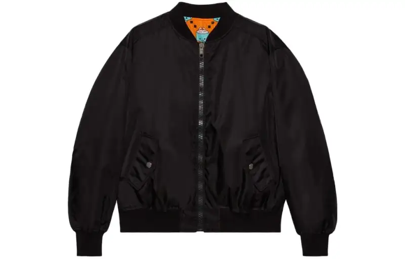 GUCCI Jackets Women's Black Baseball Collar Moderate Other