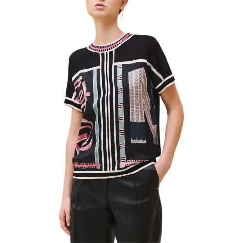 HERMES T Shirts Women's Black Crew Neck Moderate Other